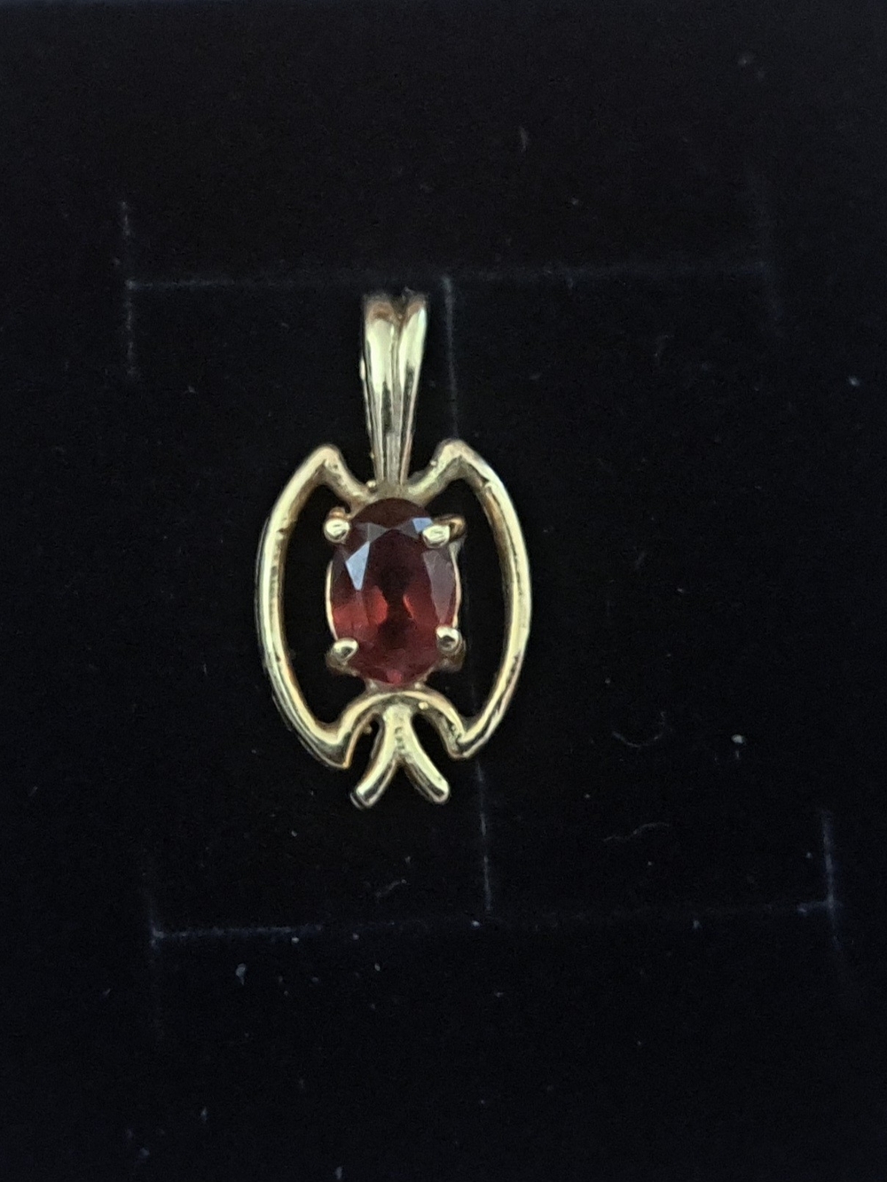 Gold Pendant with Red Garnet Gemstone